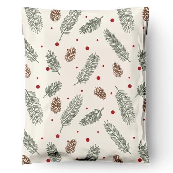 20Pk 10x13 Fall / Winter Poly Mailers - Pine Tree & Pinecone Print - Picture 2 of 3